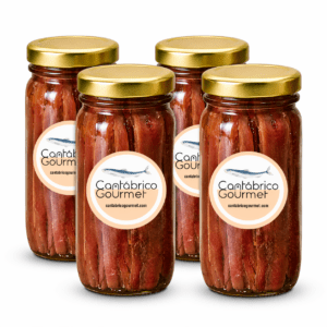 Anchoas de Santoña Extra | 64-80 Lomos de Anchoas del Cantábrico (400gr) en tarro de cristal | Sabor Intenso Ligero en Sal
