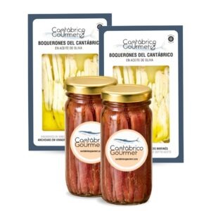 36-46 Filetes Anchoas de Santoña Artesanales Extra en Aceite (200gr) + 20-24 Boquerones (Bocartes) del Cantábrico en Vinagre (200 gr) | Packs Gourmet Variados