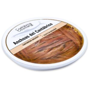 Anchoas de Santoña Extra | 32 Lomos de Anchoas del Cantábrico (250gr) en pandereta | Sabor Intenso Ligero en Sal | Elaborado por Casa Santoña