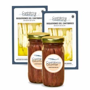 36-46 Filetes Anchoas de Santoña Artesanales Extra (200gr) + 20-24 Boquerones (Bocartes) del Cantábrico en Aceite de Oliva (200 gr) | Packs Gourmet Variados | Elaborado por Casa Santoña