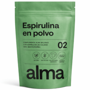 Espirulina en Polvo 100% Pura ALMA (116 gr) Ingrediente Único | Spirulina Vegana, Sin Gluten, Sin Azúcares Añadidos y Hecha en España – Superalimento Verde para Agua, Zumos y Batidos