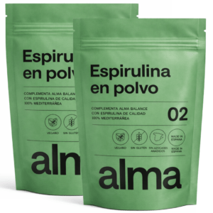 Espirulina en Polvo 100% Pura ALMA (232 gr) Ingrediente Único | Spirulina Vegana, Sin Gluten, Sin Azúcares Añadidos y Hecha en España – Superalimento Verde para Agua, Zumos y Batidos