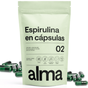 Espirulina en Capsulas ALMA 200 Uds (116 gr) | Espirulina Comprimidos 100% Vegano, Sin Gluten, Sin Azúcares Añadidos, Hecho en España | Spirulina pura en Cápsulas Vegetales | Fácil de Tomar