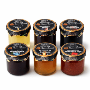 Pack 6 Mermeladas Artesanales Gourmet para Quesos | Sabores Variados (Higo, Vino Tinto, Pimiento Rojo, Cava, Cerveza y Arándanos) (240g) | Maridaje para Todo Tipo de Quesos